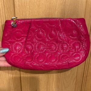 Coach Patent Fuchsia Quilted Clutch